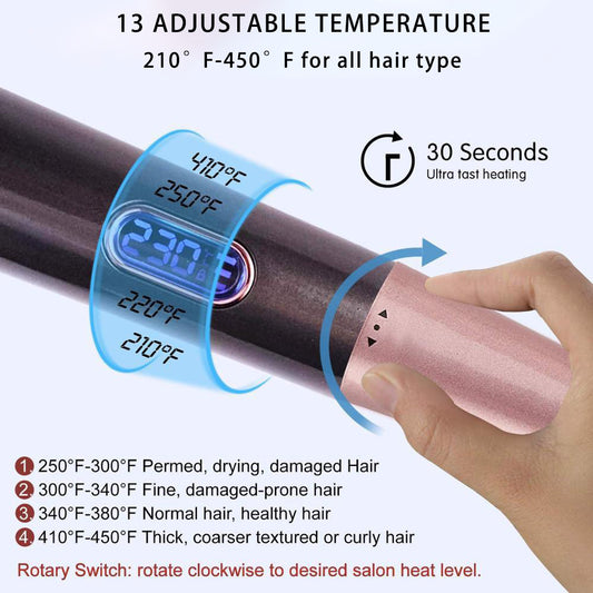 【wavy chic】2 in 1 Hair Curler & Straightener , Spiral Wave Curling Iron, 1 Inch Twist Straightening Curling Iron Styler, Led Display Adjustable Temp Crimper Hair Iron for All Hair Types