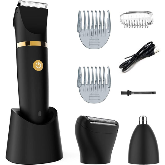 Electric Groin Hair Trimmer Ball Trimmer for Men Body Shaver Trimmer below-The-Waist Groomer Nose Hair Trimmer Waterproof Cordless 3 in 1