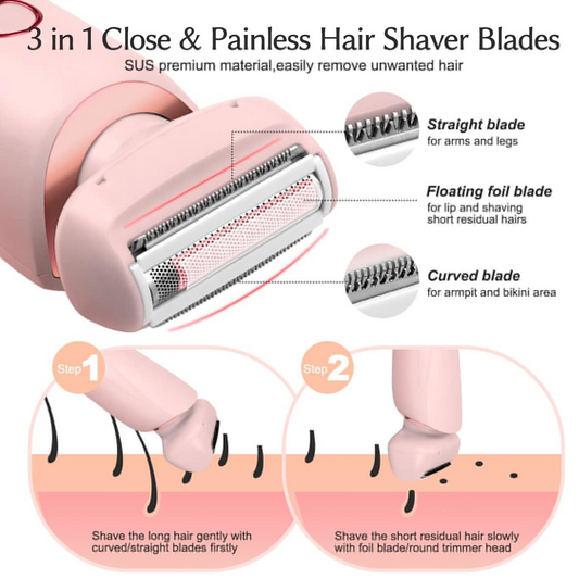 2024 Best Silk Glide Razor, Silk Glide Epilator Painless Hair Removal at Home, 2 in 1 Electric Shaver Razors for Women, for Sensitive Skin, Wet & Dry Pink