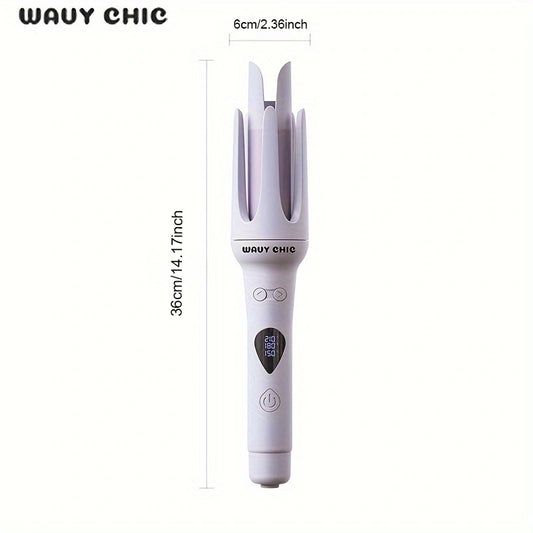 【wavy chic】 Fully Automatic Curling Wand, Electric Rotating Big Wave Curling Device, Non-Harmful Negative Ion Curling Wand, Bi-Directional Rotating Curling Iron, Creates Long Lasting Salon Shine Curls, Suitable for All Hair Types.