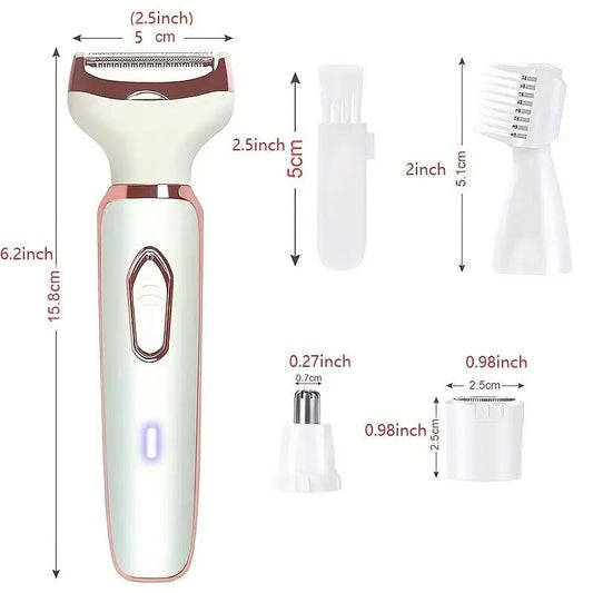 4 in 1 Multifunctional Electric Razor, Rechargeable Hair Removal Tool for Face, Nose, Legs and Underarm, Portable Hair Removal Tool, Easy Cleaning Makeup Products