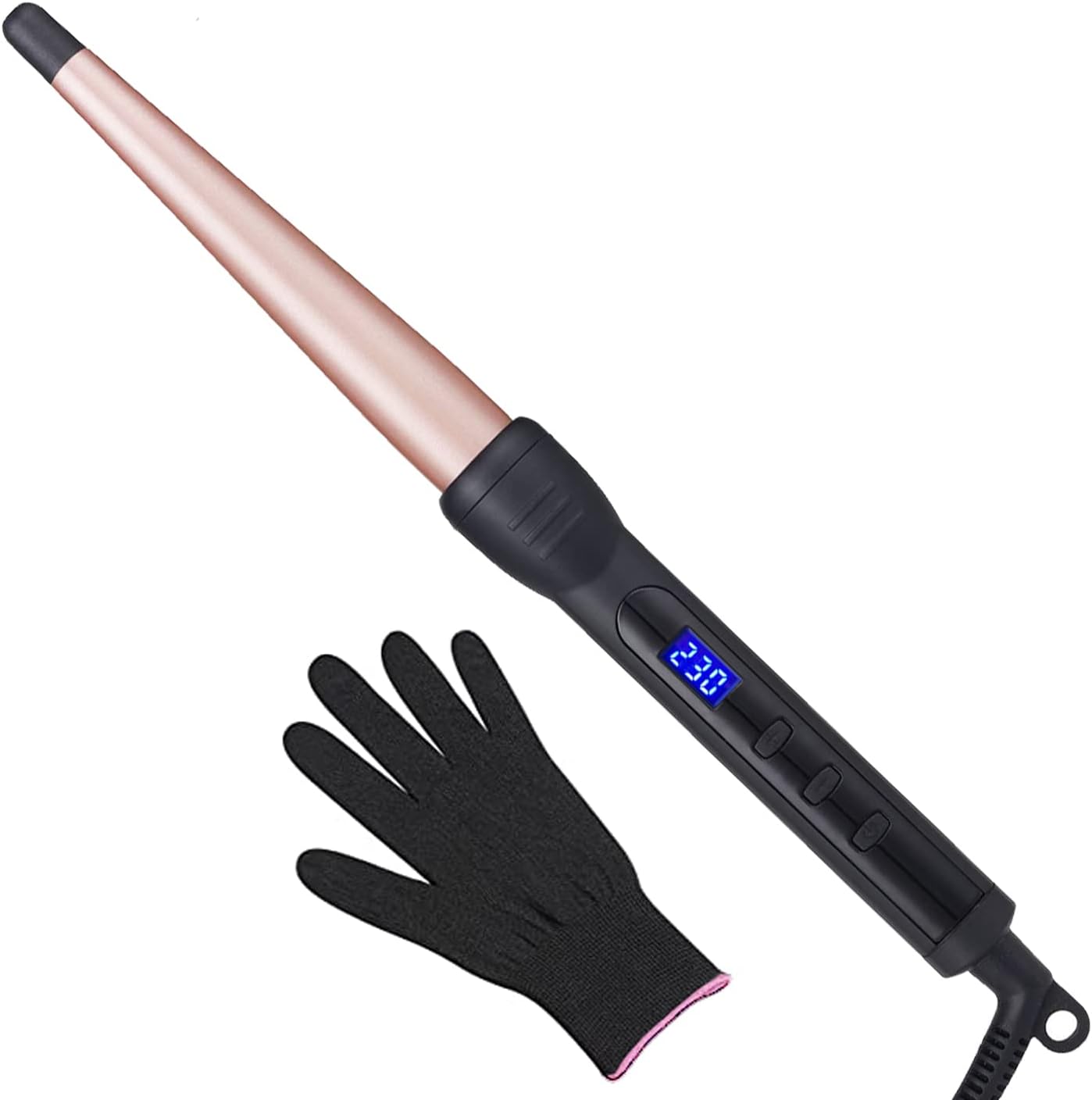 Curling Wand, Professional Ceramic 1/2-1 Inch Tapered Hair Curling Iron, LCD Display with 14 Heat Setting(190 to 450°F), Dual Voltage Instant Heating Hair Wand Curler for All Hair Type