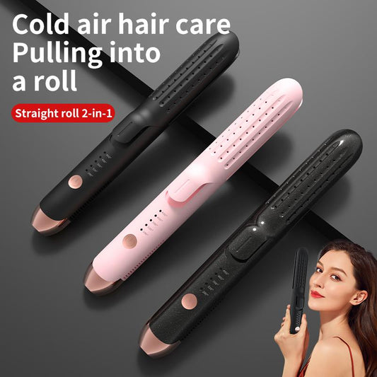 【wavy chic】360° Airflow Styler | 2-in-1 Curling Wand & Titanium Flat Iron Hair Straightener Professional Curler with Cooling Air Vents to Lock in Style Dual Voltage Adjustable Temp