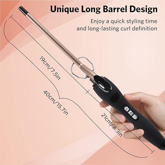 【wavy chic】9mm Small Curling Iron Wand, Wool curling iron, 3/8 Inch Barrel, Tiny Curling Wand for Short & Long Hair, 30S Fast Heating, LCD Display, Ceramic Tourmaline Thin Curling Iron for Hair Styling, Holiday Gift to Girlfreind