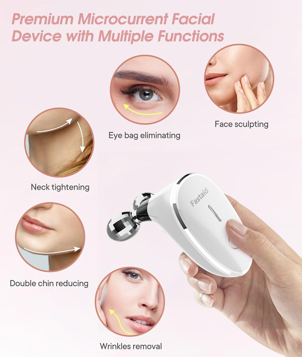 Fastaid Microcurrent-Facial-Device, Microcurrent Face Massager Roller