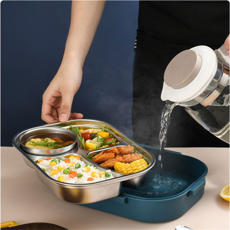 Portable Lunch Box for School Kids 304 Stainless Steel Picnic Bento B